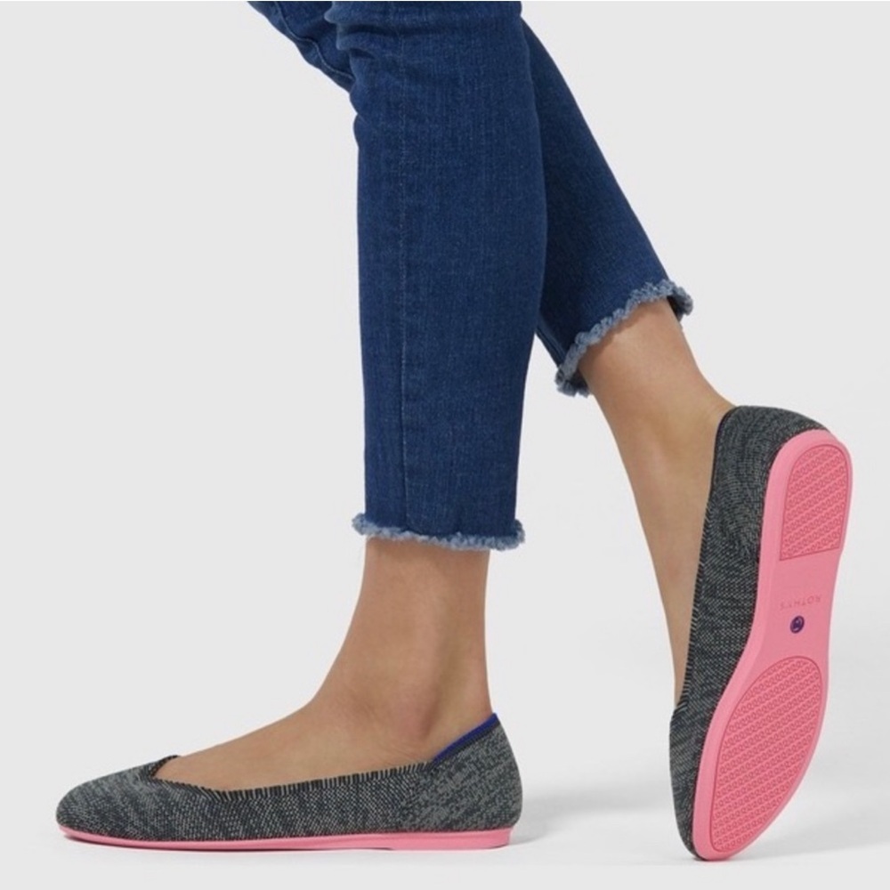 Rothy’s The Flat Size 9 Birdseye Gray with Pink Soles